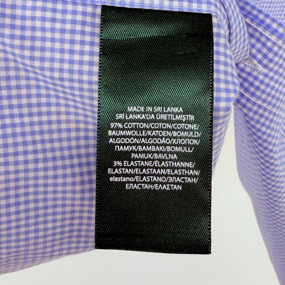 Lauren Ralph Lauren Mens Dress Shirt 18 36/37 Purple Gingham Classic Fit Stretch - Picture 8 of 15
